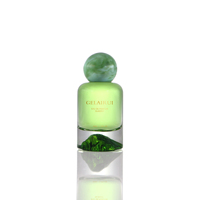 Flacons de parfum de luxe en verre de 50 ml, couleur or, sérigraphiés, marque GLR, avec bouchon, pour femmes, prix d'usine, certifiés GRS.