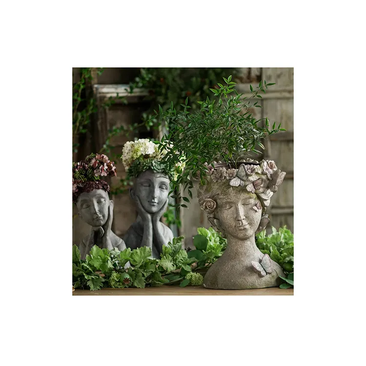 Garden Decoration Courtyard Butterfly Surround Elito Goddess Portrait Flower Pots Resin Character Home Park Landscape Sculpture