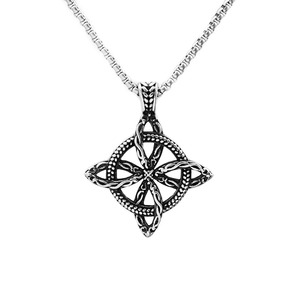 yunnique Stainless Steel Celtic Knot Pendant Necklace Men's Vintage Viking Style <b>Cross</b> Shape Jewelry Gift 60cm <b>Chain</b> - Product Image 5