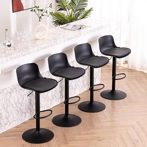 Tabouret <span class=keywords><strong>de</strong></span> <span class=keywords><strong>bar</strong></span> moderne en plastique <span class=keywords><strong>noir</strong></span> avec dossier, hauteur réglable, pivotant, avec repose-pieds pour îlot <span class=keywords><strong>de</strong></span> cuisine, pub, café, comptoir <span class=keywords><strong>de</strong></span> <span class=keywords><strong>bar</strong></span> - Product Image 5
