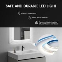Miroir de salle de bain rectangulaire encadré avec fonction anti-buée, double capteur tactile, en aluminium de 4 mm, taille 600x800 mm, éclairé par LED avec lumières