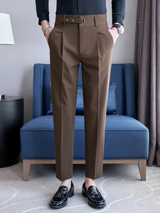 <span class=keywords><strong>Pantalon</strong></span> de Costume <span class=keywords><strong>Homme</strong></span> Élégant et Décontracté, Coupe Droite, <span class=keywords><strong>Taille</strong></span> Mi-Haute, Lavage Clair, Fermeture Éclair, 100% Polyester - Product Image 5