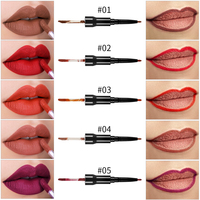 Vente en gros 2-en-1 Double tête Lip Liner Private Label Waterproof Liquid Lipstick & Matte Lip Gloss 5g Clear Glossy Makeup