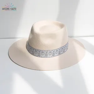 Shinehats luxury wide brim rigido fedora top donna cappello in feltro 100% lana donna chapeau con fascia