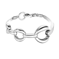Bracelet à maillons épais en acier inoxydable 316L plaqué rhodium avec incrustation de zircon, bijoux géométriques pour femme, cadeau, fête