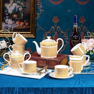 Bone China 15pcs Mosaic Coffee <b>Cup</b> and Saucer Porcelain Coffee Pot <b>Set</b> Royal Bone China <b>Tea</b> and Coffee <b>Sets</b> - Product Image 1