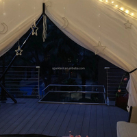 Grande tente d'extérieur beige en toile 5x9m Safari Glamping Maison avec balcon