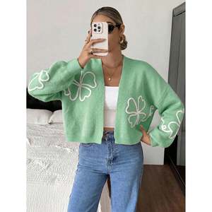 Floral Applique <b>Balloon</b> Sleeve <b>Cardigan</b> Apricot Women's <b>Cardigan</b> - Product Image 3
