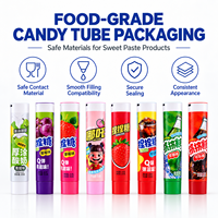 Tubes d'emballage pour bonbons en aluminium et plastique de qualité alimentaire imprimés sur mesure, sans BPA, avec bouchon à vis, assortiment coloré