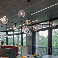 Hiện Đại Bắc Âu Trần Pendant Đèn Edison Glass Ball Đèn Chùm Ánh Sáng Đạc B22 E26 E27 Magic Bean LED Đèn Chùm Ánh Sáng