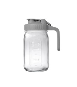 Pichet en verre Mason personnalisé avec logo imprimé en relief, 1 litre (32 oz), avec couvercle en plastique de qualité alimentaire et bec verseur - Product Image 5