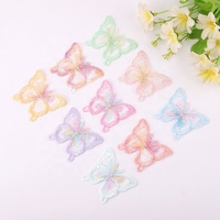 Patch Bordir Kupu-kupu Organza Lapis Tunggal 3D Magic Color 5cm dengan Desain Hati & Bintang