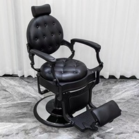 Chaise de barbier hydraulique de luxe rétro pour salon de beauté, fauteuil de coiffure inclinable, mobilier en cuir pour massage et toilettage, utilisation en salle de sport
