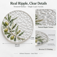 Sous-verres en acrylique CNAWO à effet d'ondulation d'eau, couleurs dégradées translucides, motifs floraux personnalisés, ronds de 100 mm, impression UV inversée