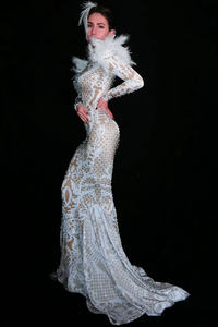 Vestido Largo Elegante de Diseño Retro, Vestidos Curvos Hasta el Suelo, Vestidos de Noche para Mujer Madura, Ropa Sexy para Fiesta, Ropa de Escenario - Product Image 3