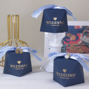 Emballage de bonbons de mariage créatif, boîte-cadeau, diamants bleus, boîte d'emballage de bonbons, vente en gros - Product Image 3
