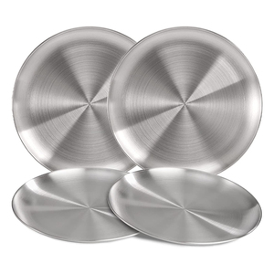 SS304 Dishwasher Safe Kids 14cm 17cm 20cm 23cm 26cm 30cm Stainless Steel <strong>Pizza</strong> Pans Dinnerware BBQ Tray Restaurant Salad <strong>Plates</strong> - Product Image 1