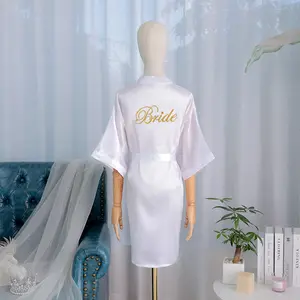 High Quality Satin Womens Pajama Honeymoon dress sexy solid color bride bridesmaid robe bath robe sexy