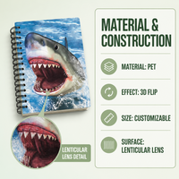 Cuadernos Espirales con Cubierta de Papel/PP Lenticular 3D, Tamaño A5/A6, 80 Hojas, Diseños Personalizados al por Mayor para Promoción
