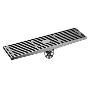 Desagüe de ducha rectangular de latón de ranura larga, cubierta moderna para desagüe de baño y lavadero - Product Image 1