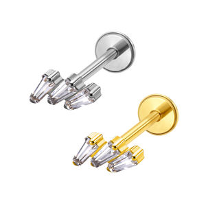 Pendiente de Oreja de Titanio G23 con Baño de Oro de 18K, Estándar YS ASTM F136, con Parte Trasera Plana y Rosca Interna - Product Image 1