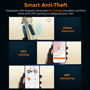 EU送料無料Ebike Engwe L20 3.0プロ折りたたみ式電動自転車フルサスペンション付き20x3.0タイヤGPS盗難防止システムEバイク - Product Image 4