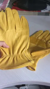 Gants en cuir de vachette jaune doré pour hommes