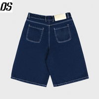 Shorts en jean surdimensionnés en denim 100% coton avec logo personnalisé, couture contrastée, streetwear pour hommes, shorts en jean noirs, jeans pour hommes