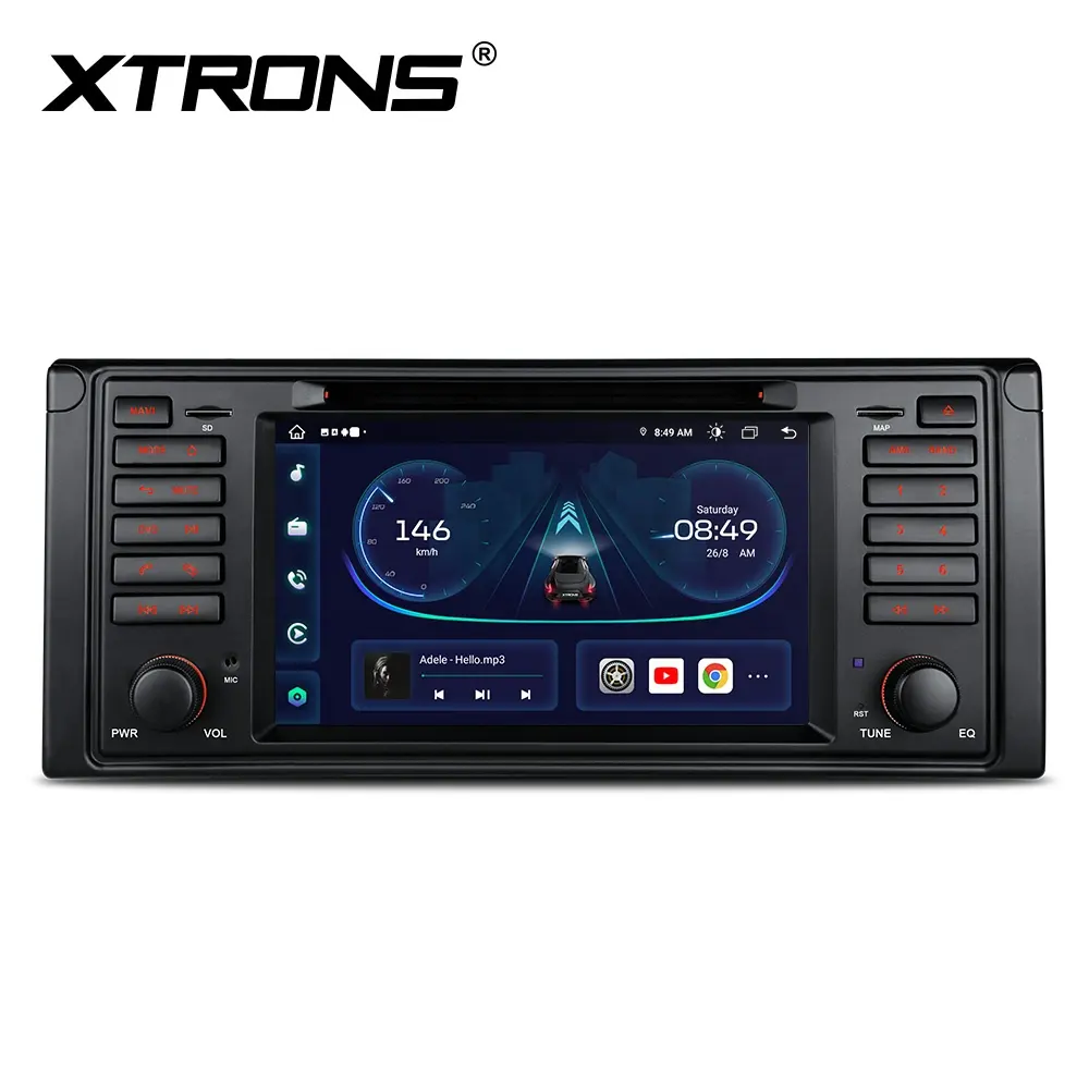 XTRONS pemutar DVD mobil 7 inci 1din nirkabel, Radio mobil Android navigasi GPS 4G LTE untuk BMW E39