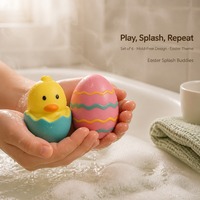Ensemble de jouets de bain pour bébé, modèle Pâques, en vinyle, animaux mignons (lapin, agneau, poussin) avec fonction pulvérisation d'eau, flottants pour la baignoire, personnalisable en usine