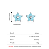 Anting-anting kancing bunga kecil manis Ailmay Trendy 925 Sterling Silver untuk wanita dan perempuan, perhiasan telinga batu pirus untuk pesta dan perjalanan