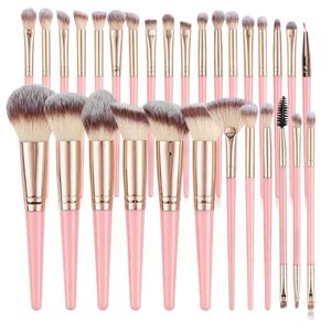 ชุดแปรงแต่งหน้า 30 ชิ้น สีชมพู ขนแปรงสังเคราะห์ ด้ามจับอะลูมิเนียม หัวแปรงแบบแบนและแบบพัด สำหรับแต่งหน้าใบหน้า ตา แก้ม ชุดแปรงเครื่องสำอาง - Product Image 1