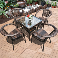 Balkon-Teetisch-Set mit Stühlen, Freizeitmöbel, Langlebiger Wasserfester Rattan-Stuhl, Dreiteiliges Set, Outdoor-Stuhl mit Rückenlehne für Hof und Veranstaltungen