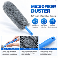 Plumeau de nettoyage multifonction en microfibre avec manche télescopique en aluminium pour le nettoyage des lustres, des murs et des fenêtres
