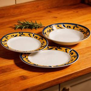 Service de table en porcelaine 18 pièces avec bordure décorative colorée, vaisselle en céramique de marque Harvit, design champêtre, vente chaude, usage quotidien/<span class=keywords><strong>restaurant</strong></span>/hôtel - Product Image 5