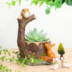 Vaso per Fiori Personalizzato <span class=keywords><strong>in</strong></span> Stile Fata con Casetta per Animali, Design a Cartone Animato, <span class=keywords><strong>in</strong></span> Poliresina con Foro di Drenaggio - Product Image 4