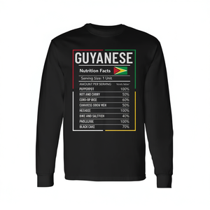 T-shirt à manches longues avec informations nutritionnelles de la Guyane, design Guyana Pride - Product Image 2