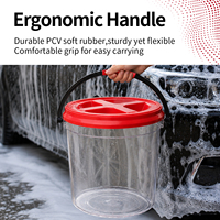 Seau de lavage auto ultra transparent 18L avec grille de protection pour détails