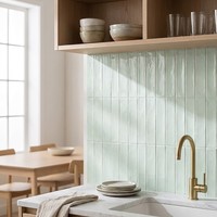 Azulejo Creta-25 Sage 5x25 cm 9 mm Brillante con Bordes Irregulares