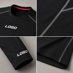 เสื้อกีฬาแขนยาวคอกลมผู้ชาย แห้งเร็ว ผลิตจากโพลีเอสเตอร์ สีพื้น คุณภาพสูง รับผลิตตามแบบ OEM ODM แบรนด์ส่วนตัว - Product Image 4