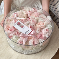 Grande boîte transparente en PET recyclable, impression par estampage, bouquets de fleurs, emballage cadeau pour fruits de fête, fournitures pour fleuristes éternels