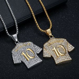 Collier pendentif Yunnique Neymar Jr 10 en acier inoxydable, zircon, plaqué or 18 carats, bijoux de mode hip-hop glacés, cadeau géométrique - Product Image 1