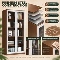 Armoire de classement en acier moderne avec portes vitrées, grande capacité, durable, pour l'école, le supermarché, l'entrepôt, le sous-sol, la salle à manger
