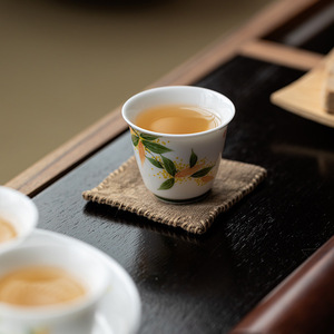 Guanlan White Porcelain Hand Painted Osmanthus <b>Teacup</b> Ceramic Master Cup Single Cup For Home Use Kung Fu Tea Set - Product Image 3