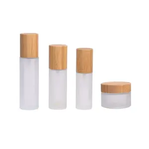 Body Lotion Glas Cosmetische Spray Pomp Flessen 30Ml 50Ml Bamboe Glazen Fles Met Bamboe Deksels