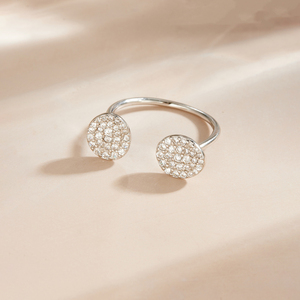 Anillo Ajustable Abierto de Plata 925 con Doble Círculo y Circonitas Completas, Chapado en Oro de 18K y Rodio, Venta al por Mayor Directa de Fábrica FUAMAY - Product Image 3