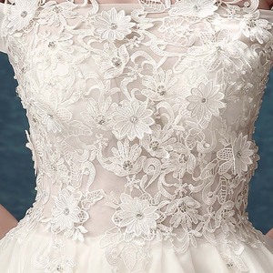 S335 Wedding Gown Bride Vestido De Noiva White Backless Lace Ball Gown Bride Short Wedding <b>Dress</b> - Product Image 4