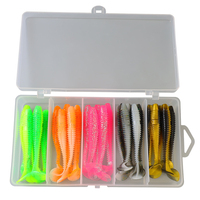 Ensemble de leurres de pêche au bar 31 pièces 55mm 65mm 75mm avec boîte, leurres à tête plombée, ensemble de leurres de pêche étanche et durable, ensemble de leurres nageurs