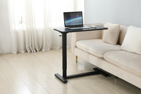 Table d'appoint de salon ADA Table d'ordinateur pneumatique pliante à hauteur réglable avec roues pour canapé