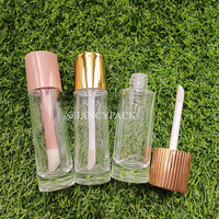 Flacon de 30 ml avec bouchon rose, flacon en verre pour maquillage liquide, blush, anticernes, fond de teint, sérum, huile, grand applicateur, brosse, gloss à lèvres, avec tampon